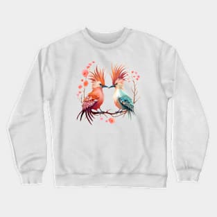 Valentine Kissing Hoatzin Bird Couple Crewneck Sweatshirt